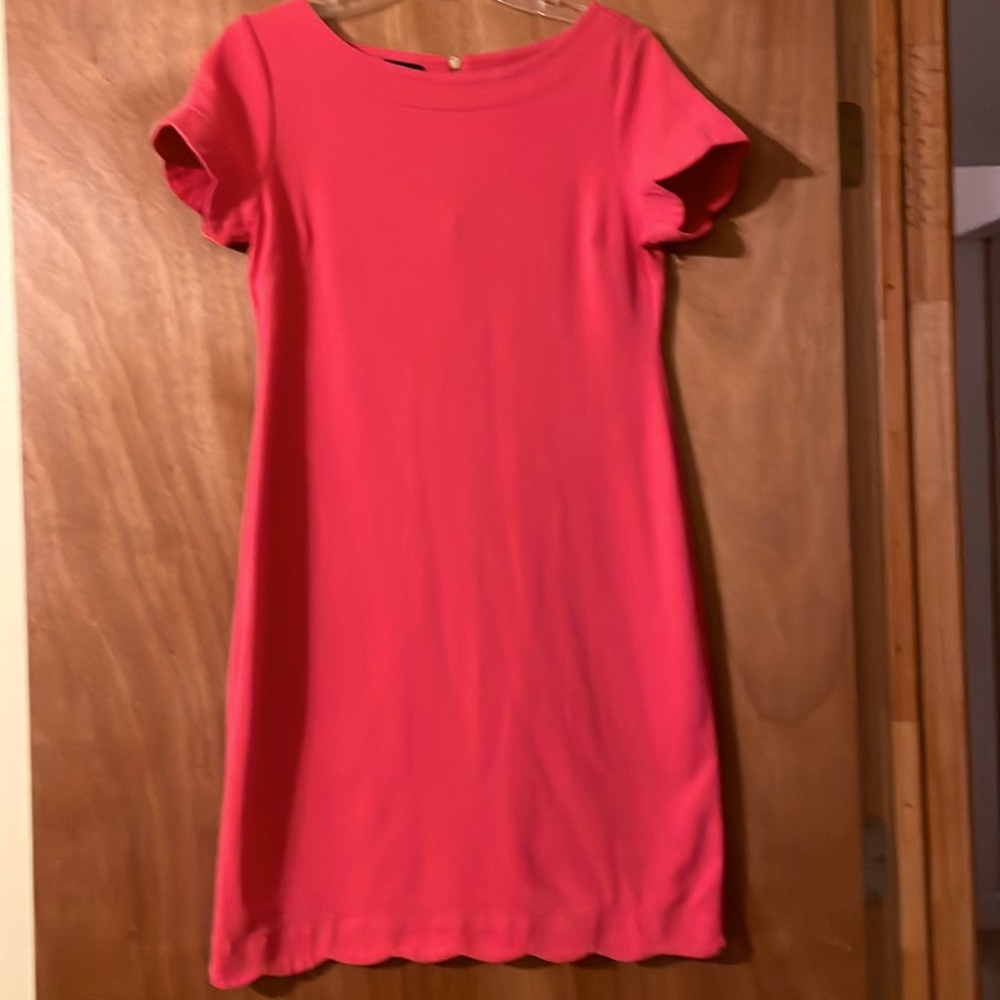 Talbots salmon (dark coral) color cute dress 100% cotton & stretchy. (Mlb)